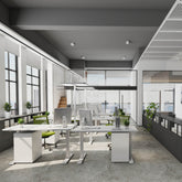 Birou reglaj electric IntelliDesk, blat alb 160x80 cm, cadru alb,2 motoare, controler digital cu memorie, sistem anticoliziune,   nou